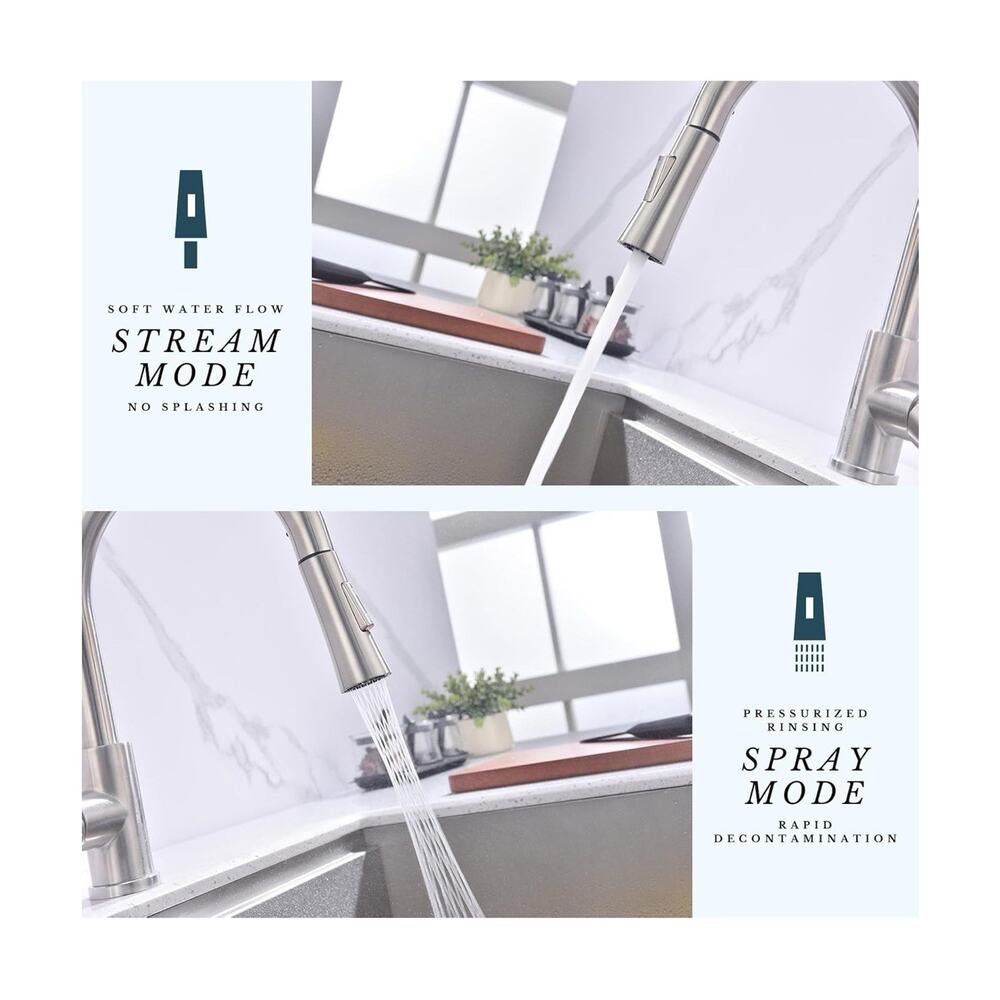 Best Kitchen Faucet with Pull Down Sprayer KF1-BN Stainless Steel High Brushed - Picture 5 of 8
